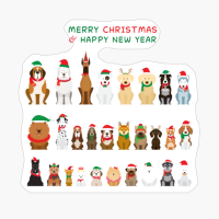 Dogs Wishing Merry Christmas And Happy New Year - A Funny Xmas Gift For A Dog Lover