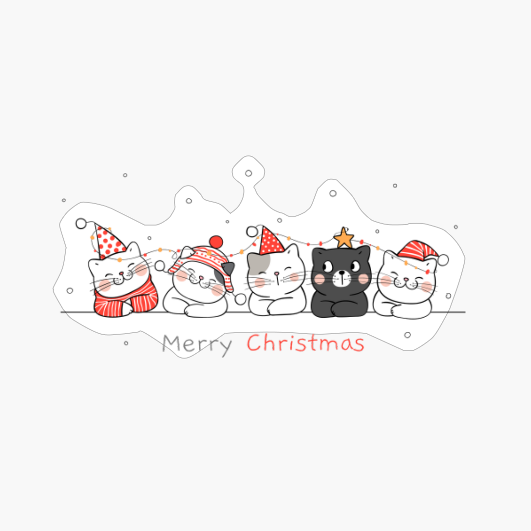 Cute Cats Celebrating Christmas Together - A Funny Xmas Gift For A Cat Lover