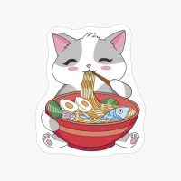 Cat Eating Ramen