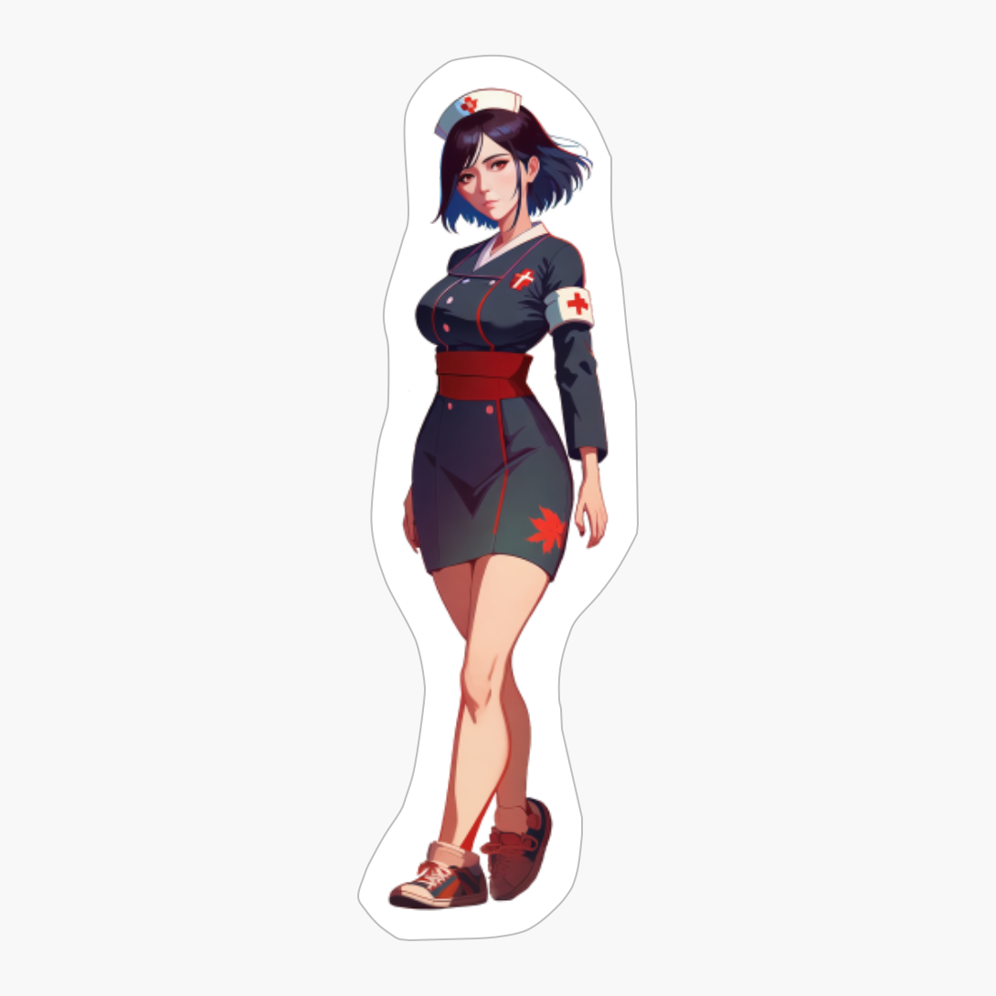 Nurse In Anime Style, Vintage Look