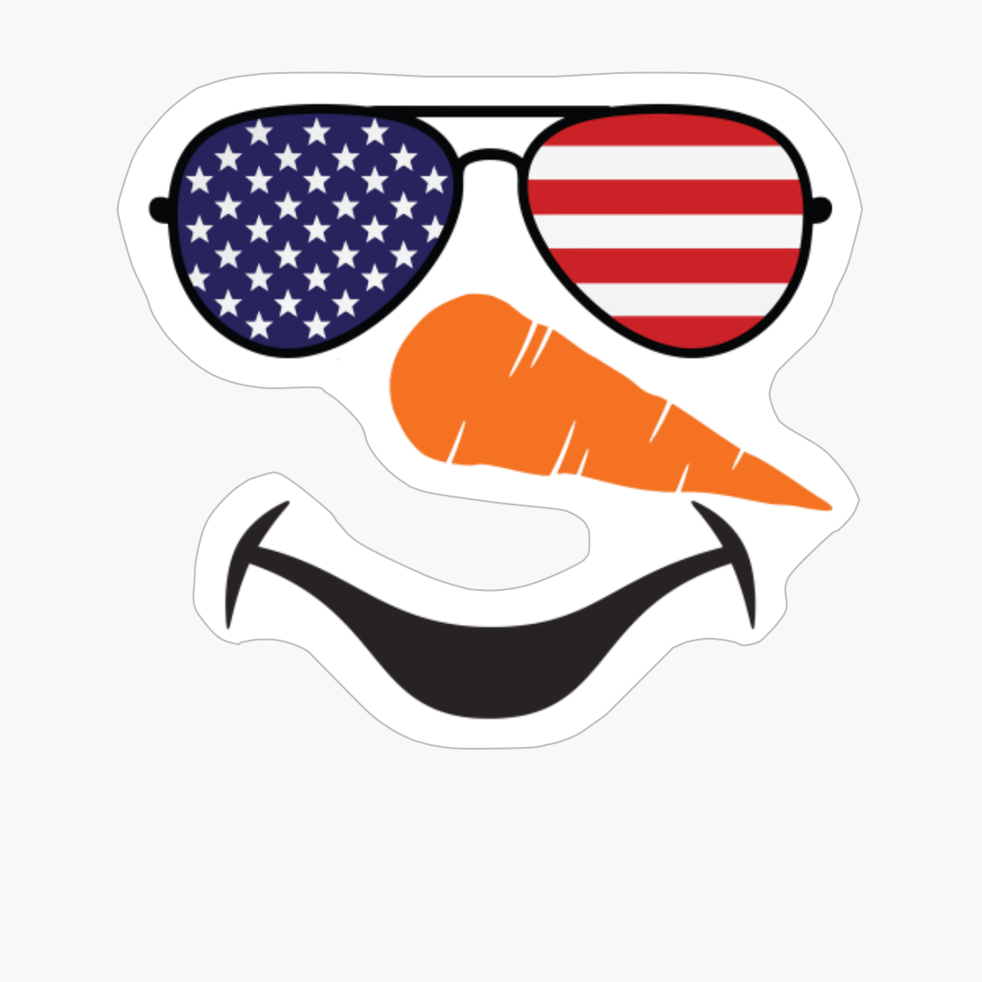 Snowman Tee For Boys Kids Toddlers American Flag Glasse Christmas Winter