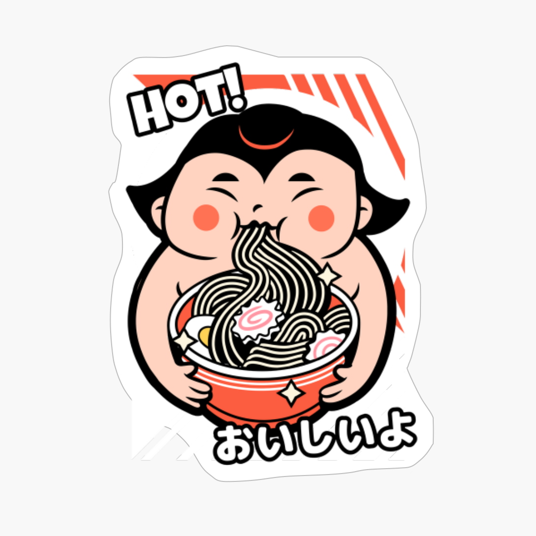 Kawaii Sumo Wrestler Eating Ramen