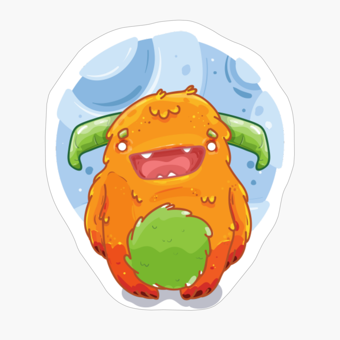 Cute Burly Friendly Orange Monster