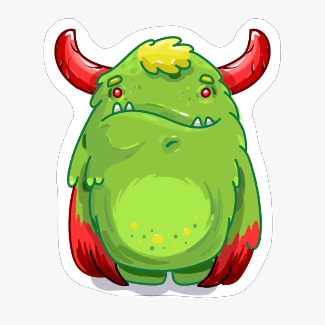 Cute Burly Friendly Green Monster
