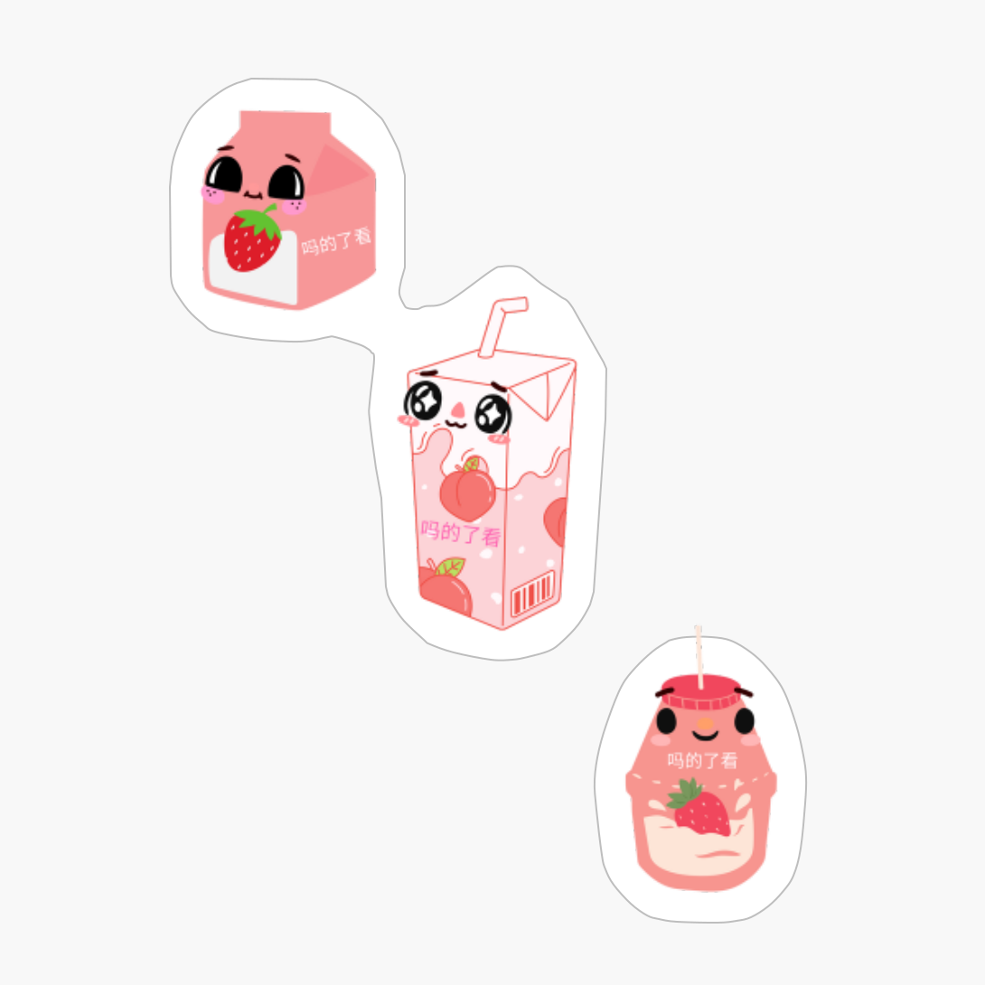 Japanese Aesthetics Kawaii Strawberry Milk Shake Pack