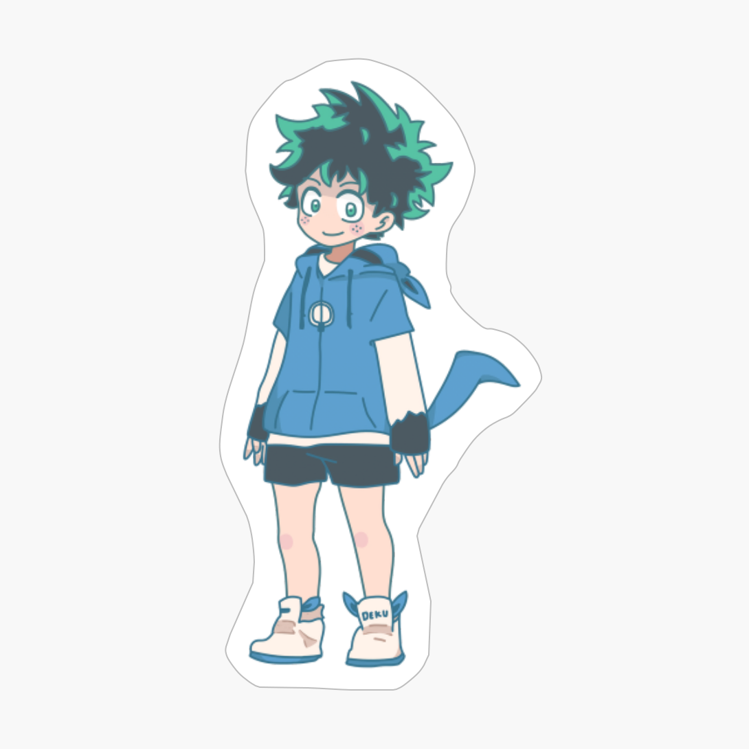 Chibi Midoriya Izuku Wearing Lucario Hoodie