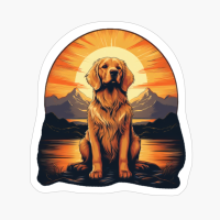 Golden Retriever Serenity: Mountain Sunset