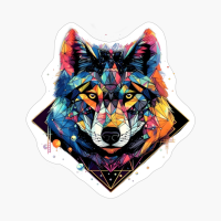Neon - Wolf - Crystal Polygon - Neg