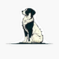 Black And White Dog Portrait Sitting Down, Dog Lovers