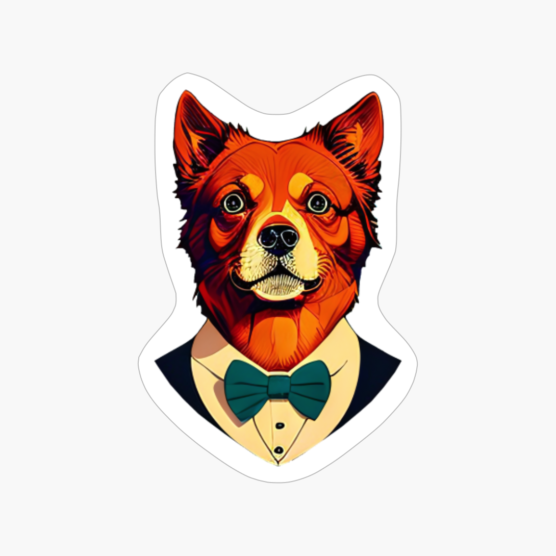 Dog Portrait In A Bow Tie And Suit, Dog Lovers