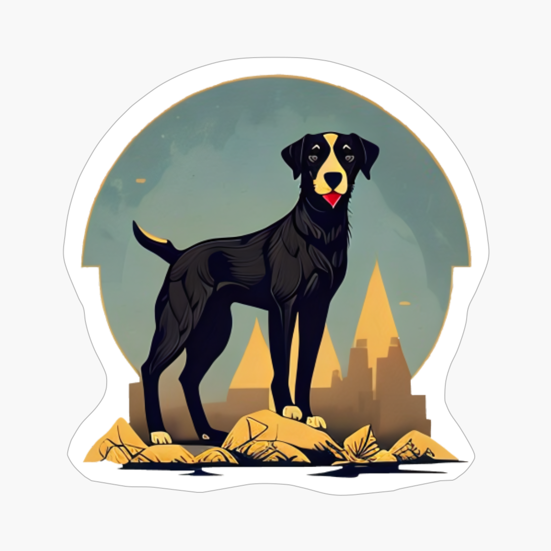 Dog Portrait With A Mountain Background