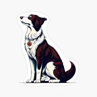 Happy Proud Dog Sitting Down Drawing, Dog Lovers