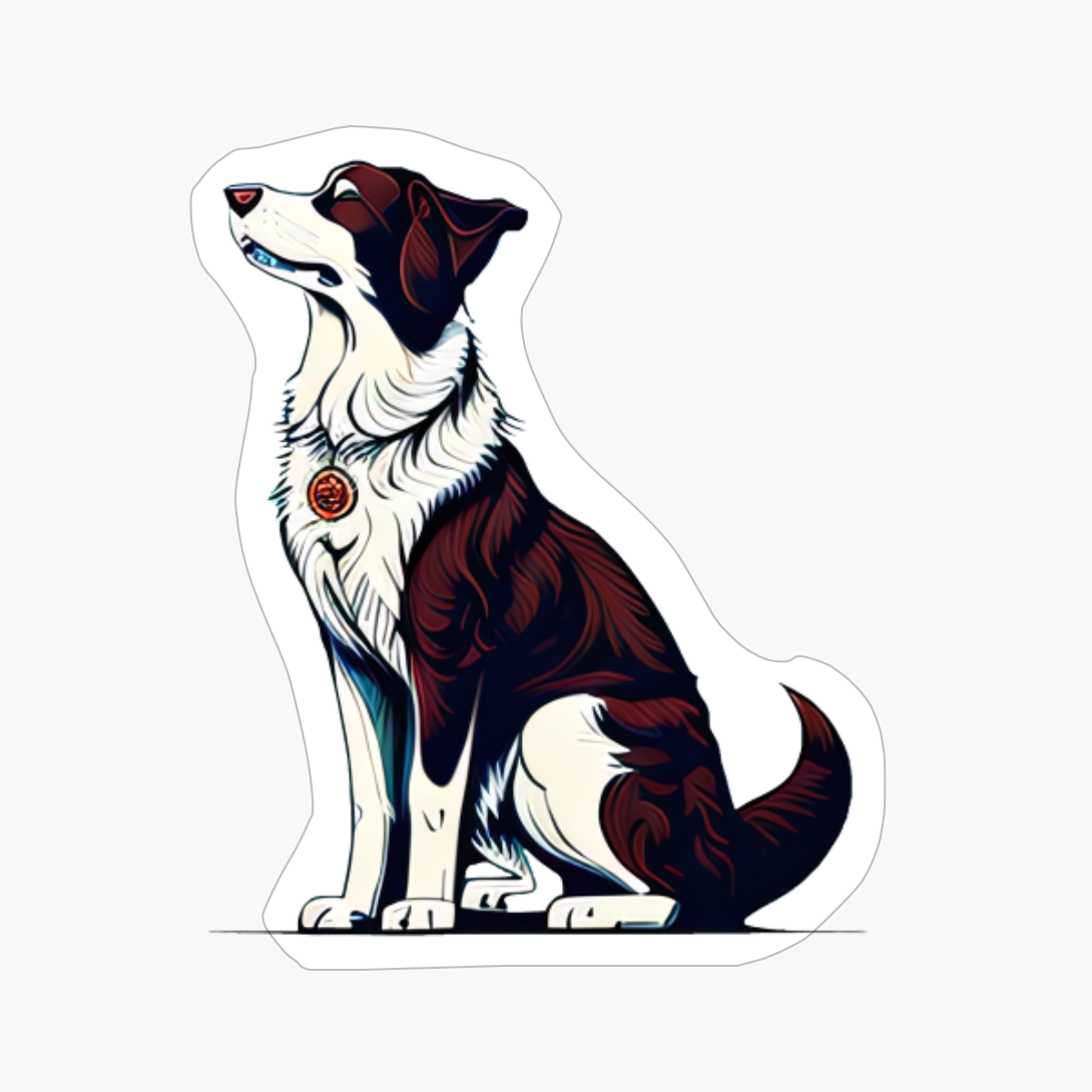 Happy Proud Dog Sitting Down Drawing, Dog Lovers