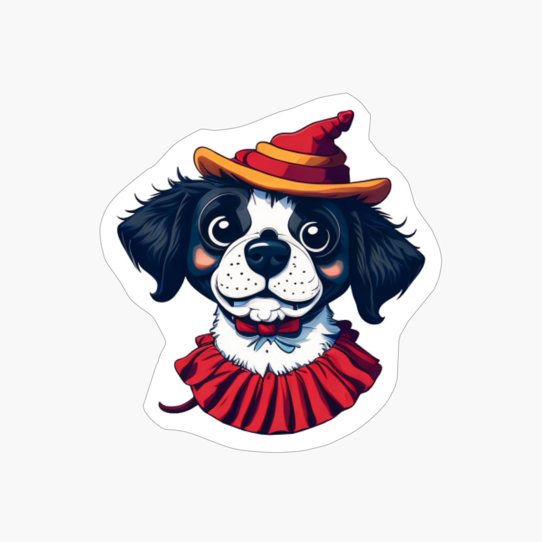 Cute Puppy Smiling In Clown Clothes