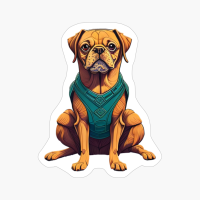 Adult Dog Sitting Down With Green Vest