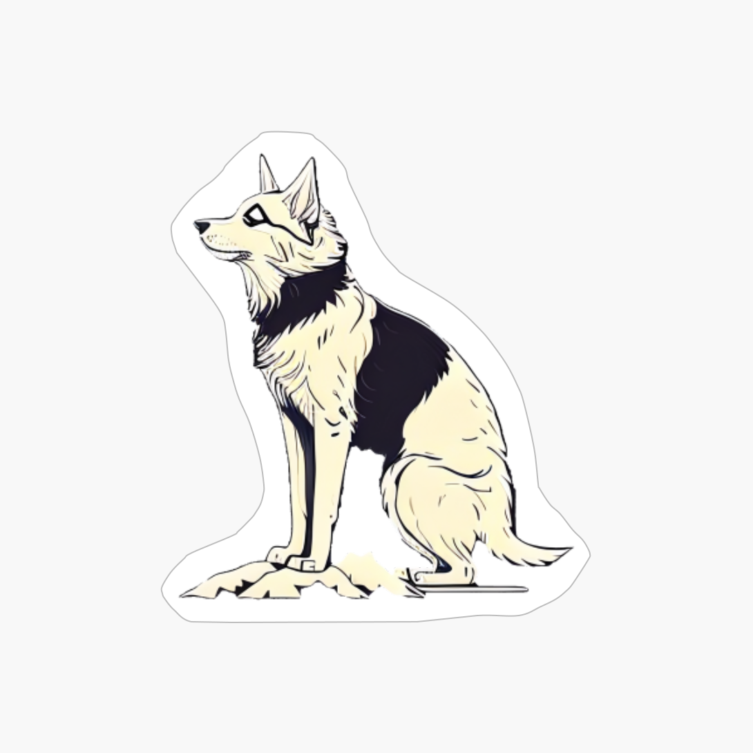 Black And White Dog Sitting Down, Drawing Style, Dog Lovers