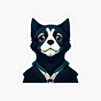 Young Dog In A Suit, Portrait, Drawing Style