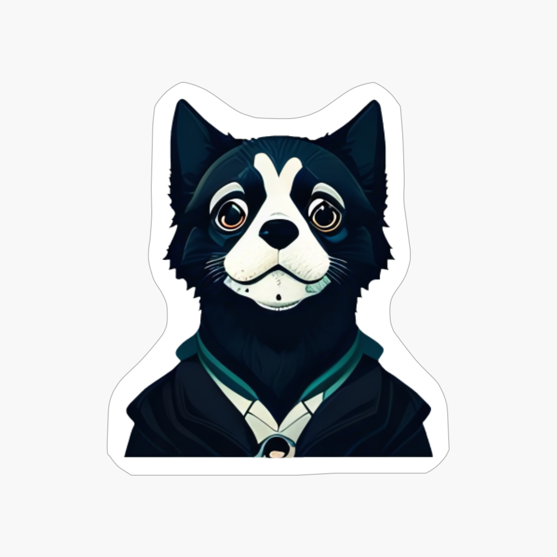 Young Dog In A Suit, Portrait, Drawing Style