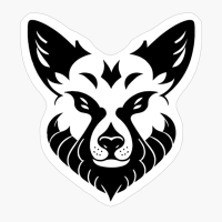 Wolf Head In Tattoo Tribal Style, Wild Wolf Head In One Color, Black