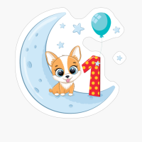 First Birthday Corgi On Moon