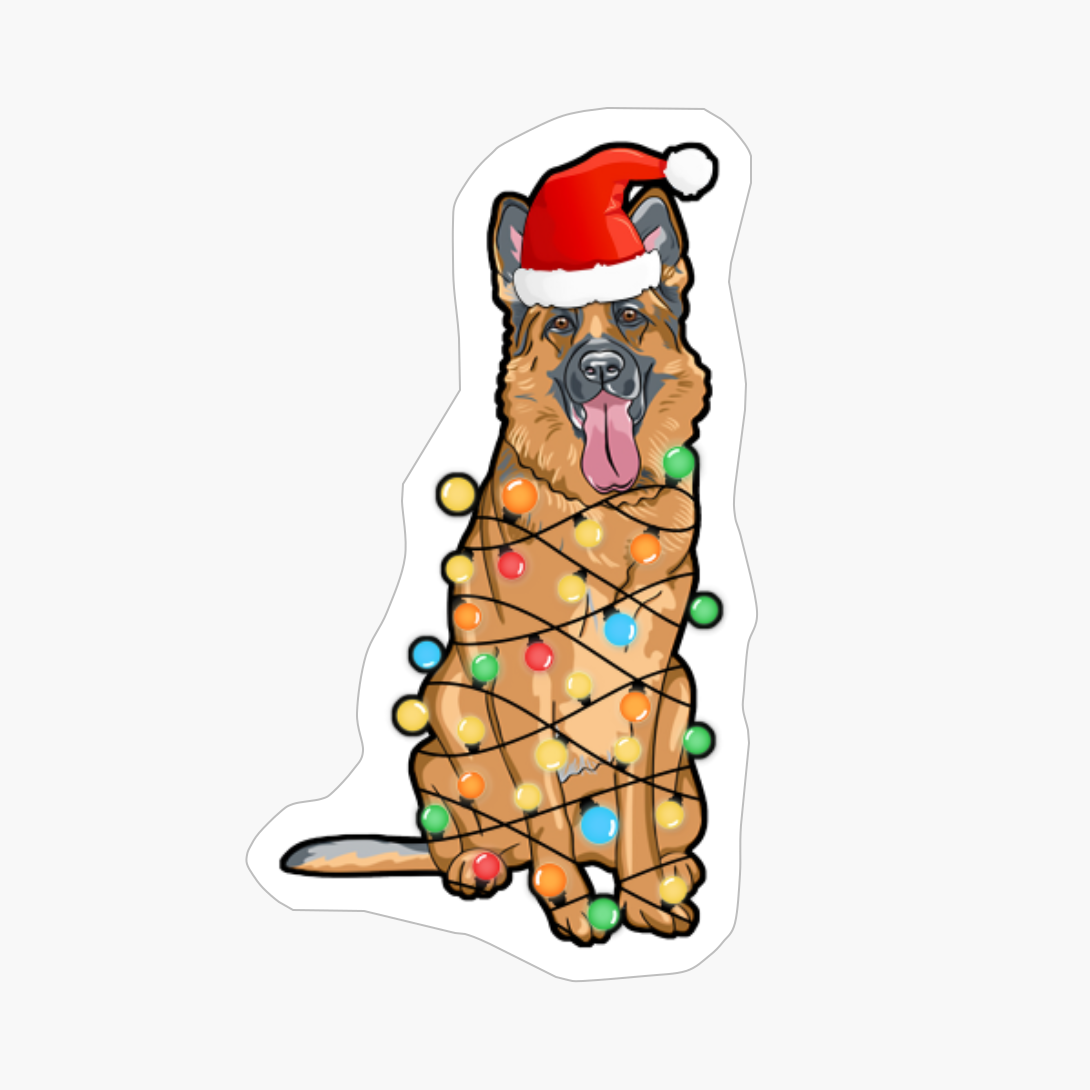 Funny Christmas Tree Light Bulb German Shepherd