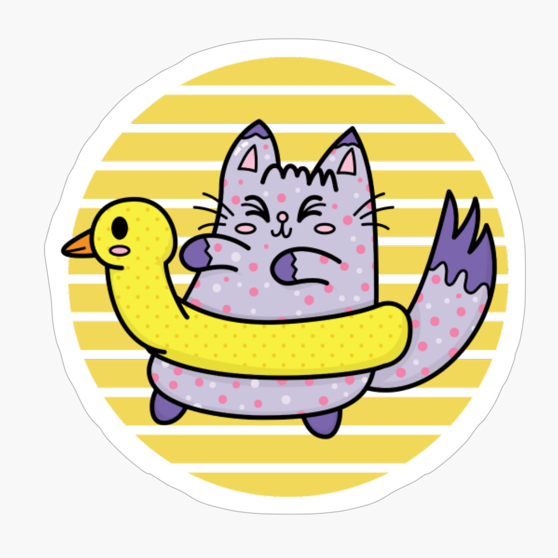 Cat In Floater Yellow Moon