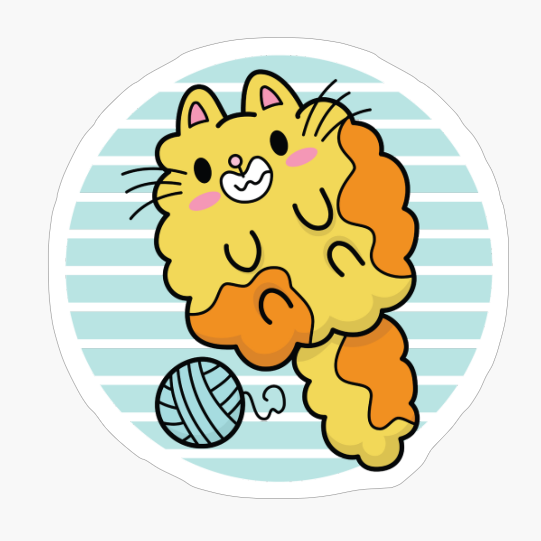 Furry Cat With Wool Against Blue Moon