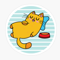 Full Tummy Cat Nap Against Blue Moon