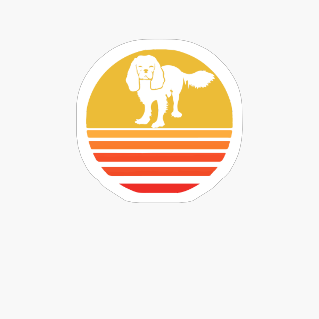 Cool Retro Sunset Cavalier King Charles Spaniels / Lover