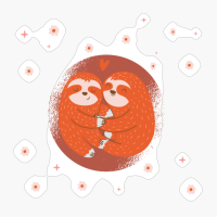 Cute Valentine Sloth Couple Illustration For Valentine's Day