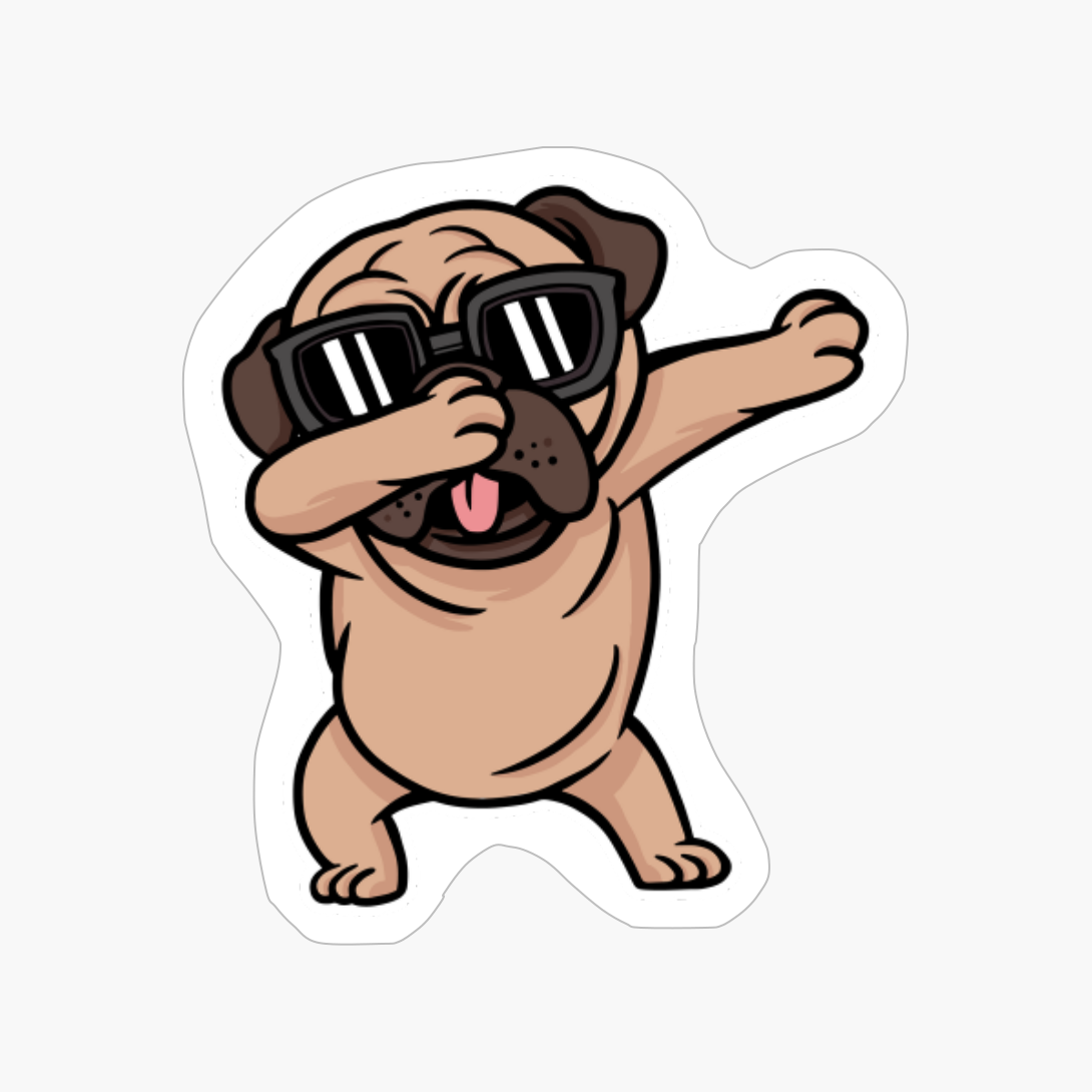 Pug Dabbing Dog Wearing Shades Cool Cute Funny Dab Dog Lovers