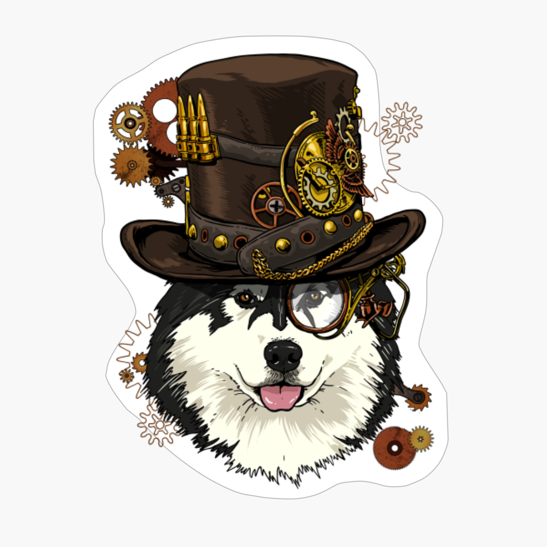 Steampunk Alaskan Malamute Dog Shirt Steampunk Lovers Gift