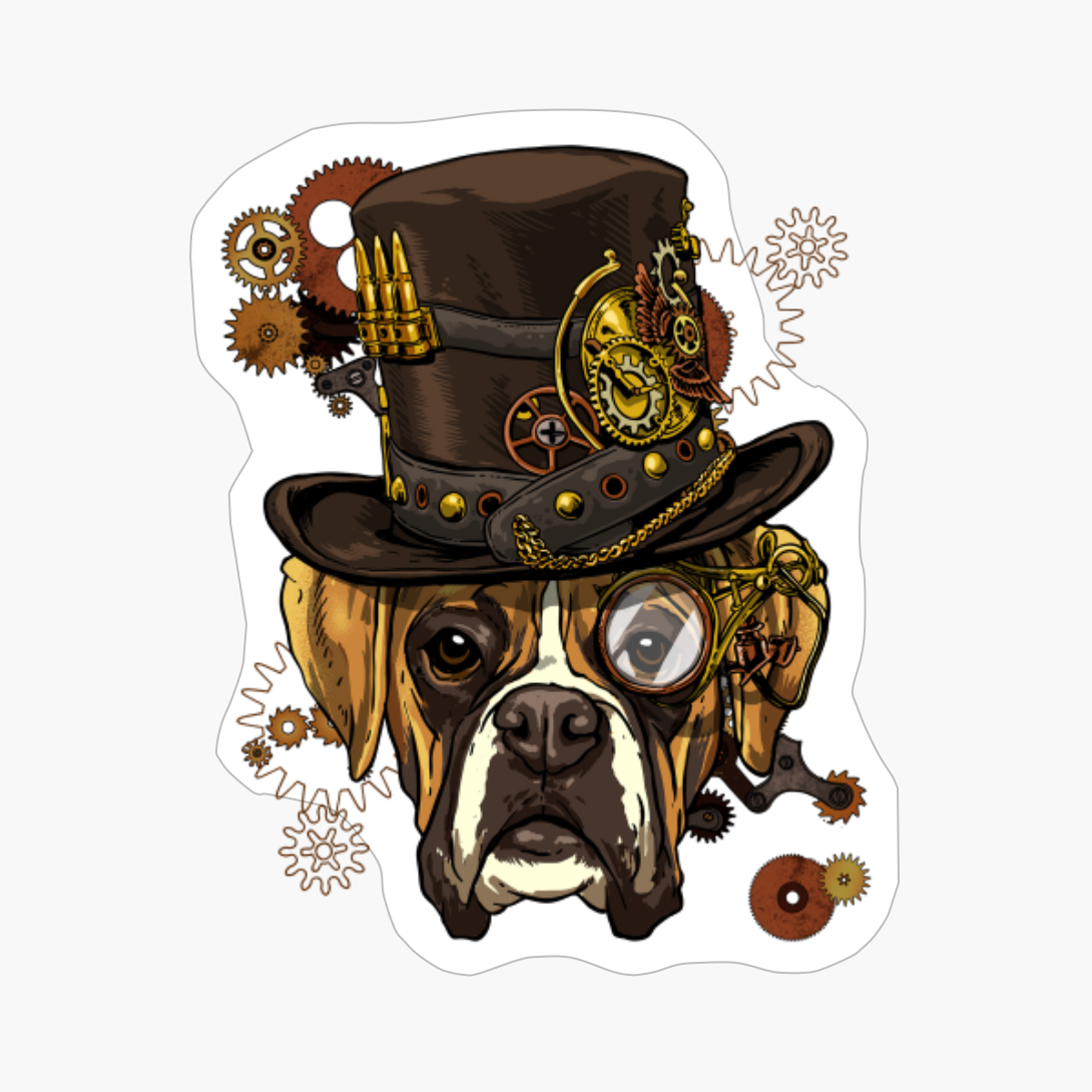 Steampunk Boxer Dog Shirt Steampunk Lovers Gift