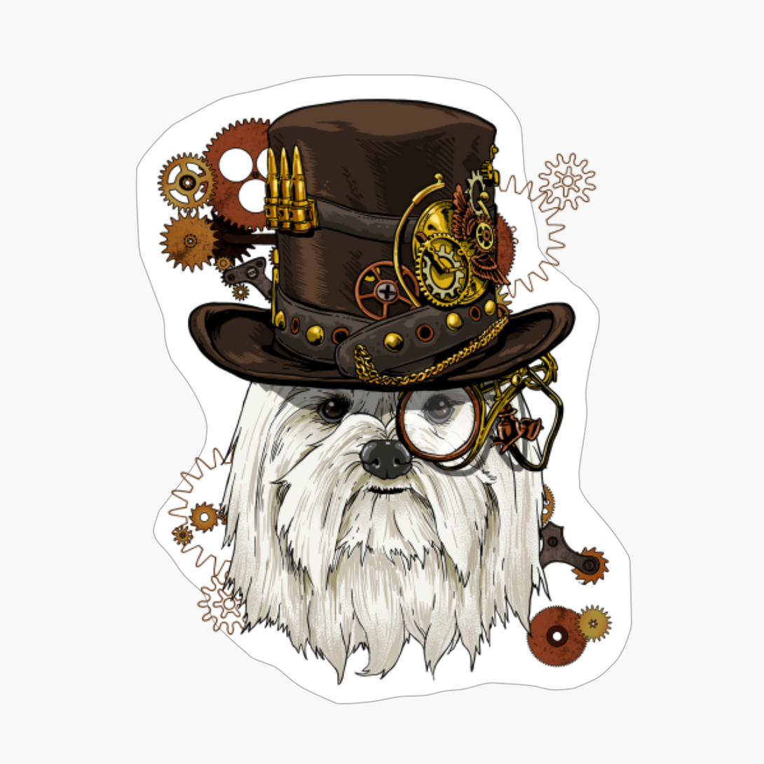 Steampunk Maltese Dog Shirt Steampunk Lovers Gift
