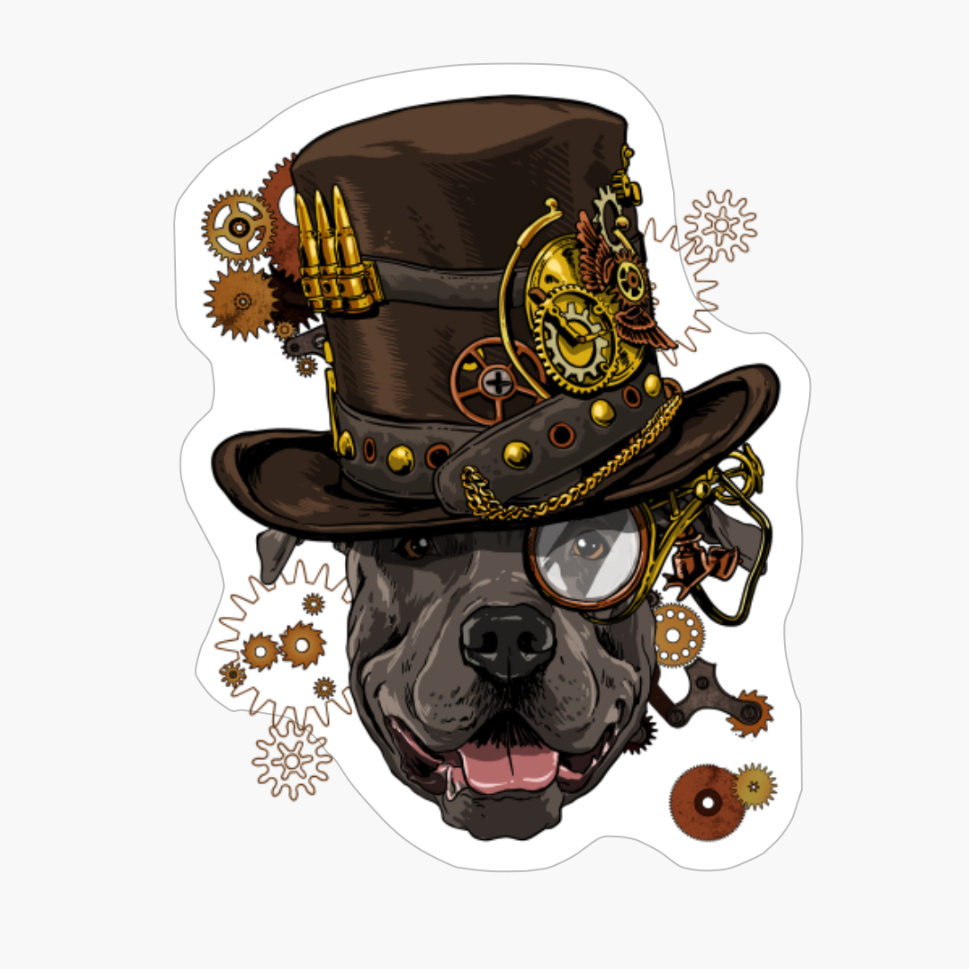 Steampunk Pit Bull Dog Shirt Steampunk Lovers Gift