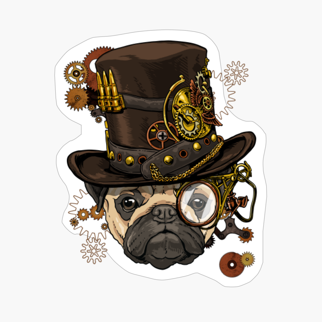 Steampunk Pug Dog Shirt Steampunk Lovers Gift