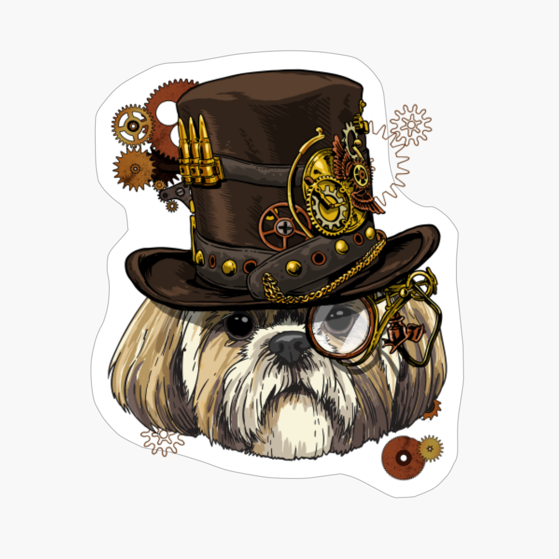 Steampunk Shih Tzu Dog Shirt Steampunk Lovers Gift