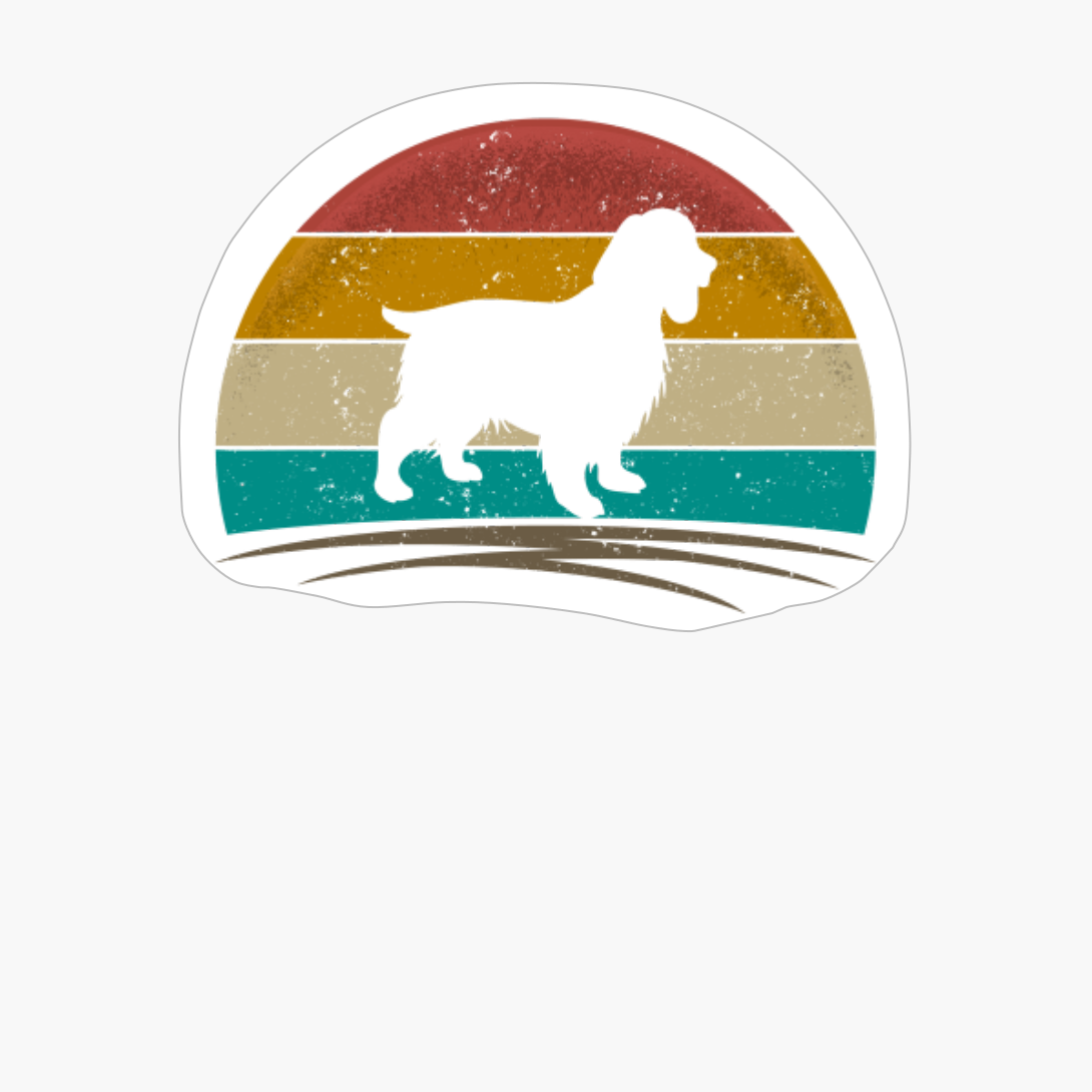 English Springer Spaniel Dog Retro Vintage 70s Silhouette