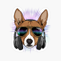 Music Basenji DJ With Headphones
