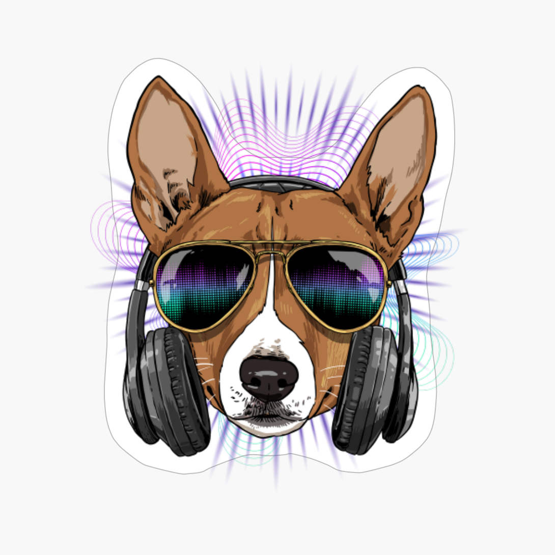 Music Basenji DJ With Headphones