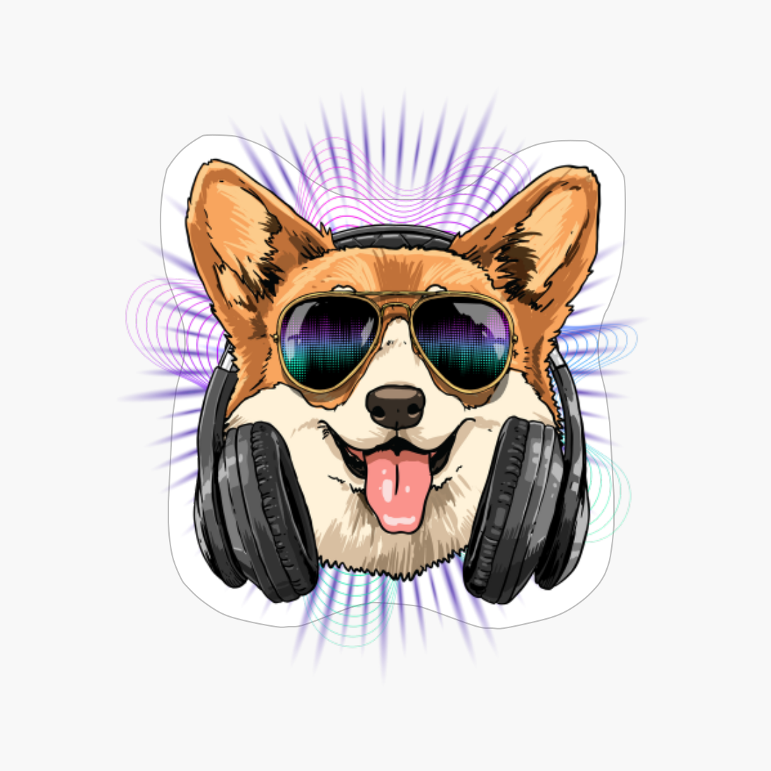 Music Corgi DJ With Headphones