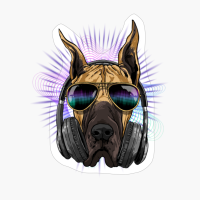 Music Great Dane DJ With Headphones