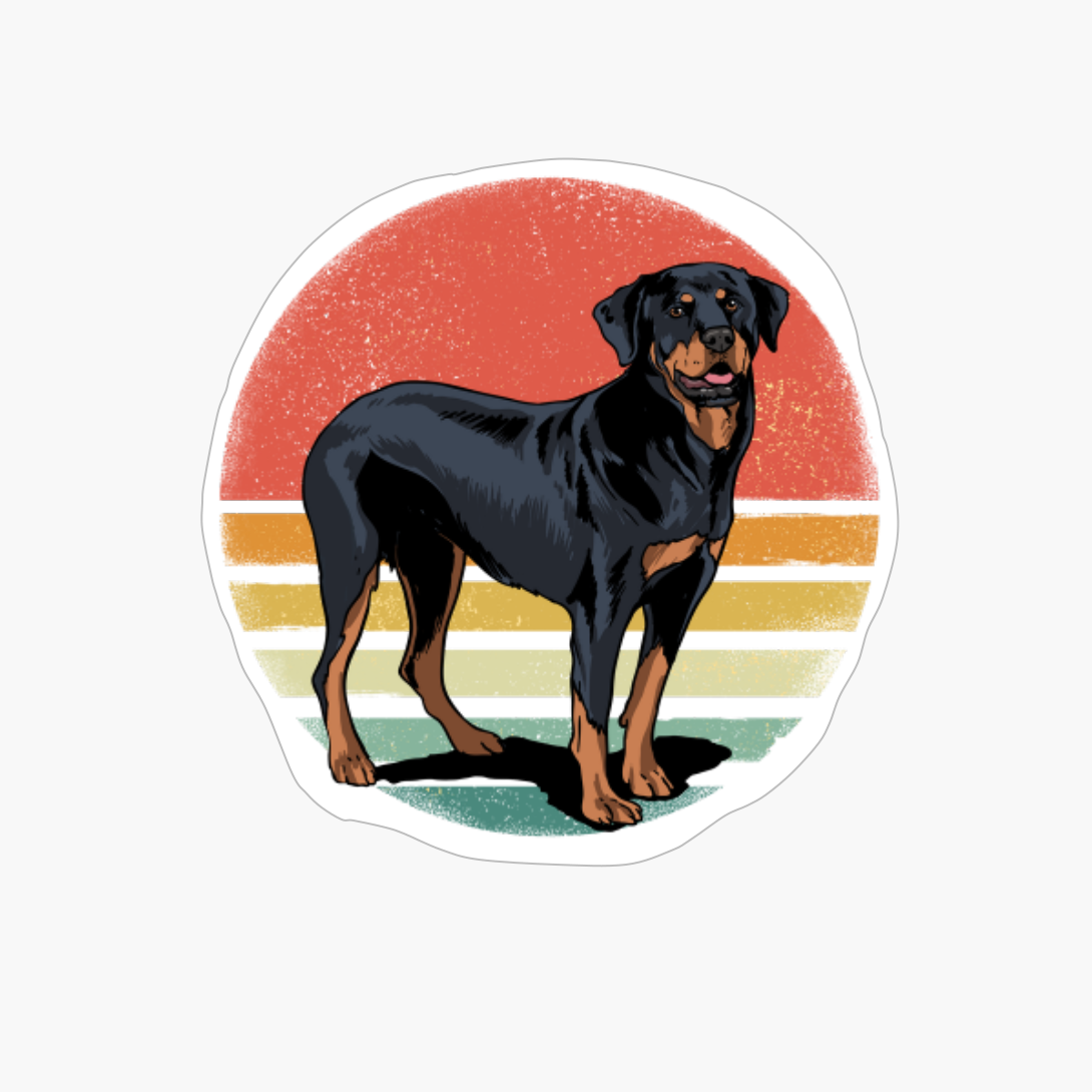 Rottweiler Dog Lover Retro Vintage 70s Dog Pet Gift