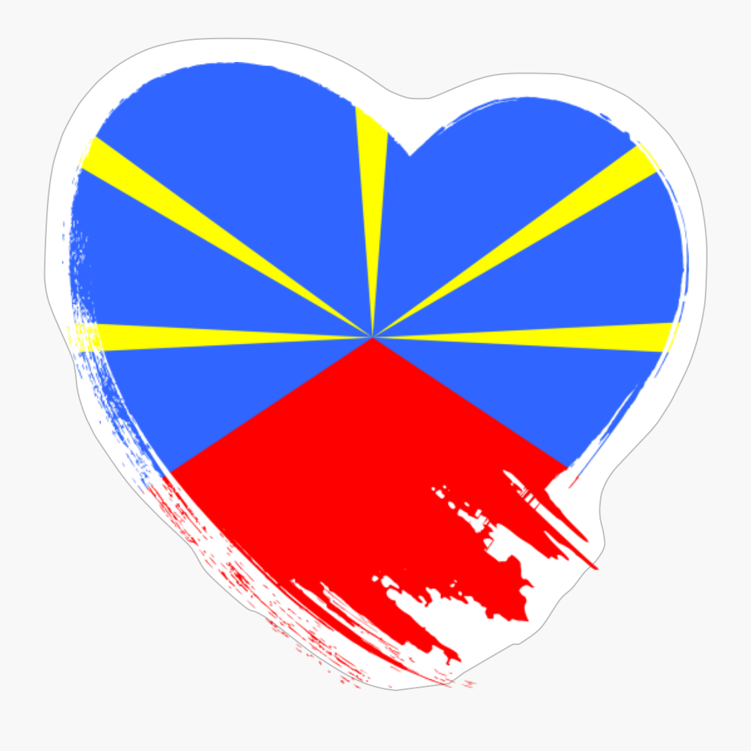 La Réunion Réunionese Heart Love Flag