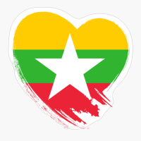 Myanmar Burmese Burma Heart Love Flag