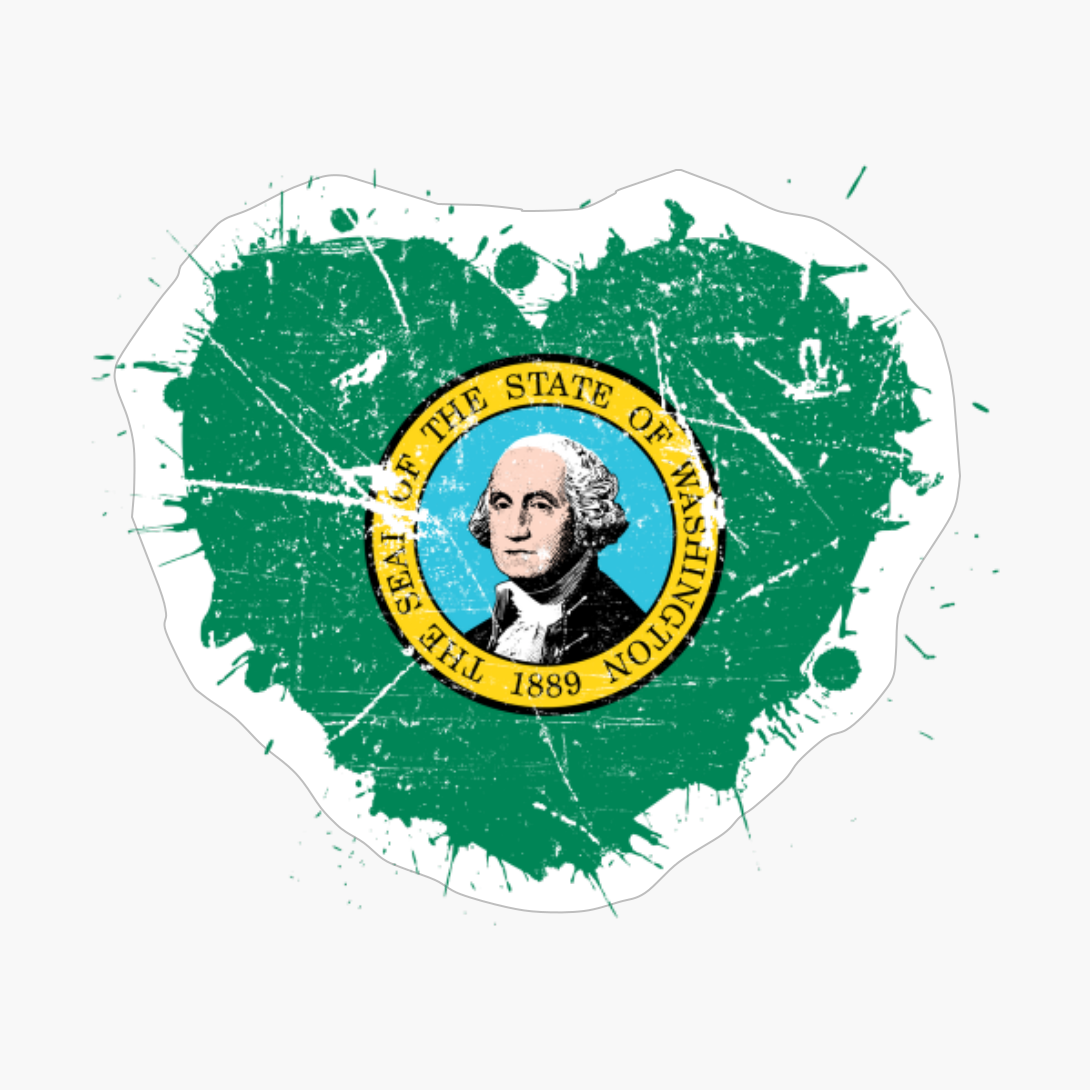 Washington Washingtonian Heart Love Flag Pride Heritage Roots