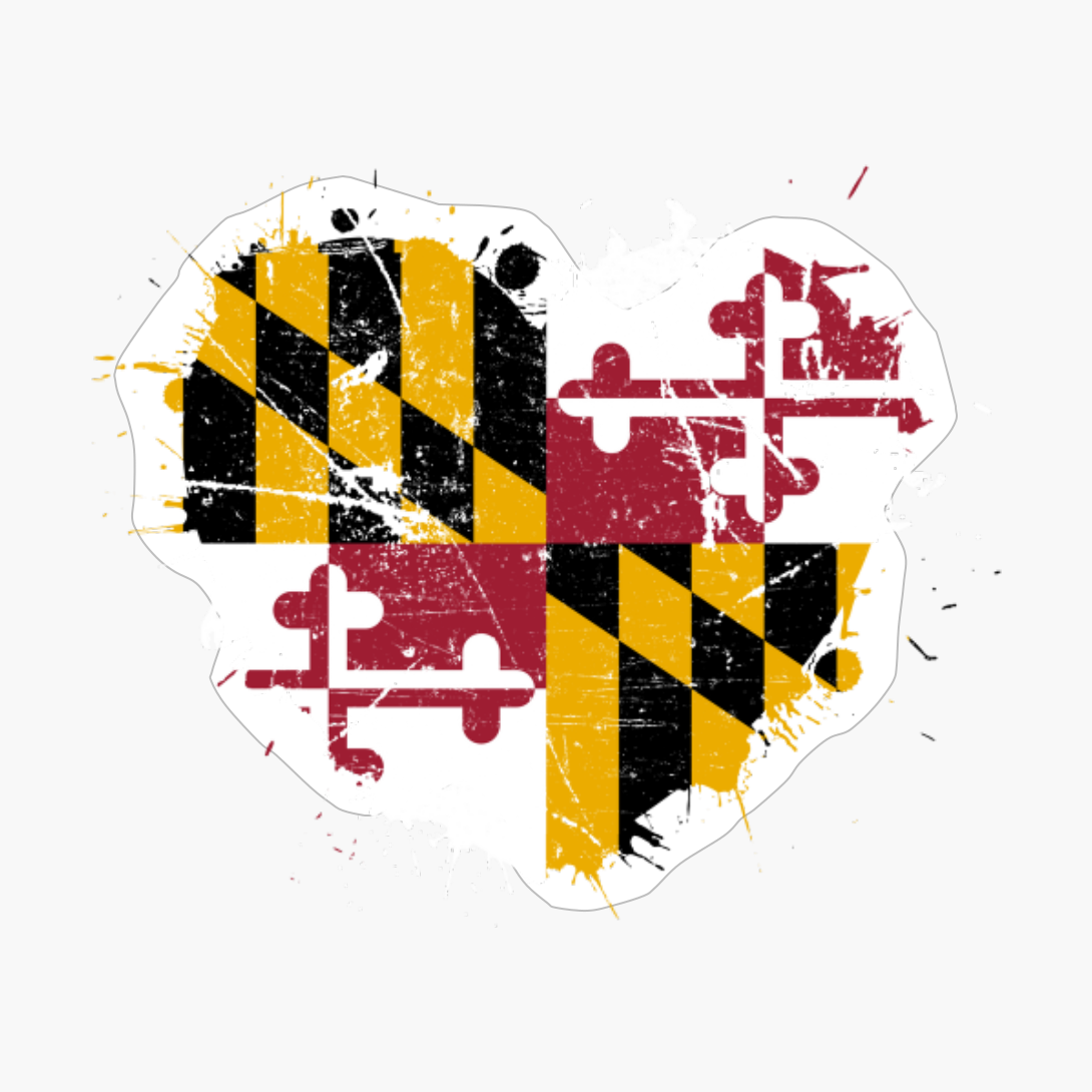 Maryland Marylander Marylandian Heart Love Flag Pride Heritage Roots