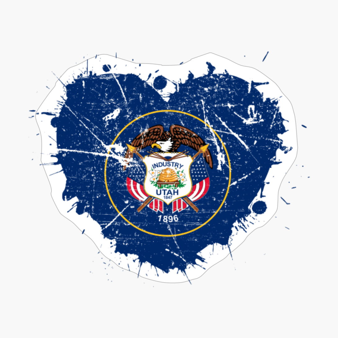 Utah Utahn Utahian Utahan Heart Love Flag Pride Heritage Roots