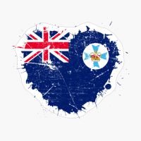 Queensland Queenslander Heart Love Flag Pride Heritage Roots