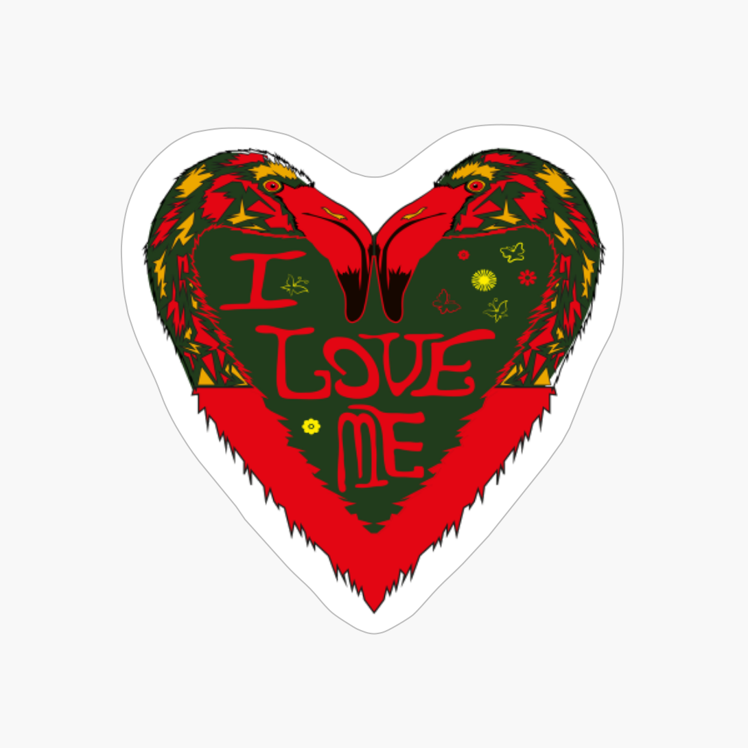 I Love Me, Flamingo Love Heart Humour Vintager Retro